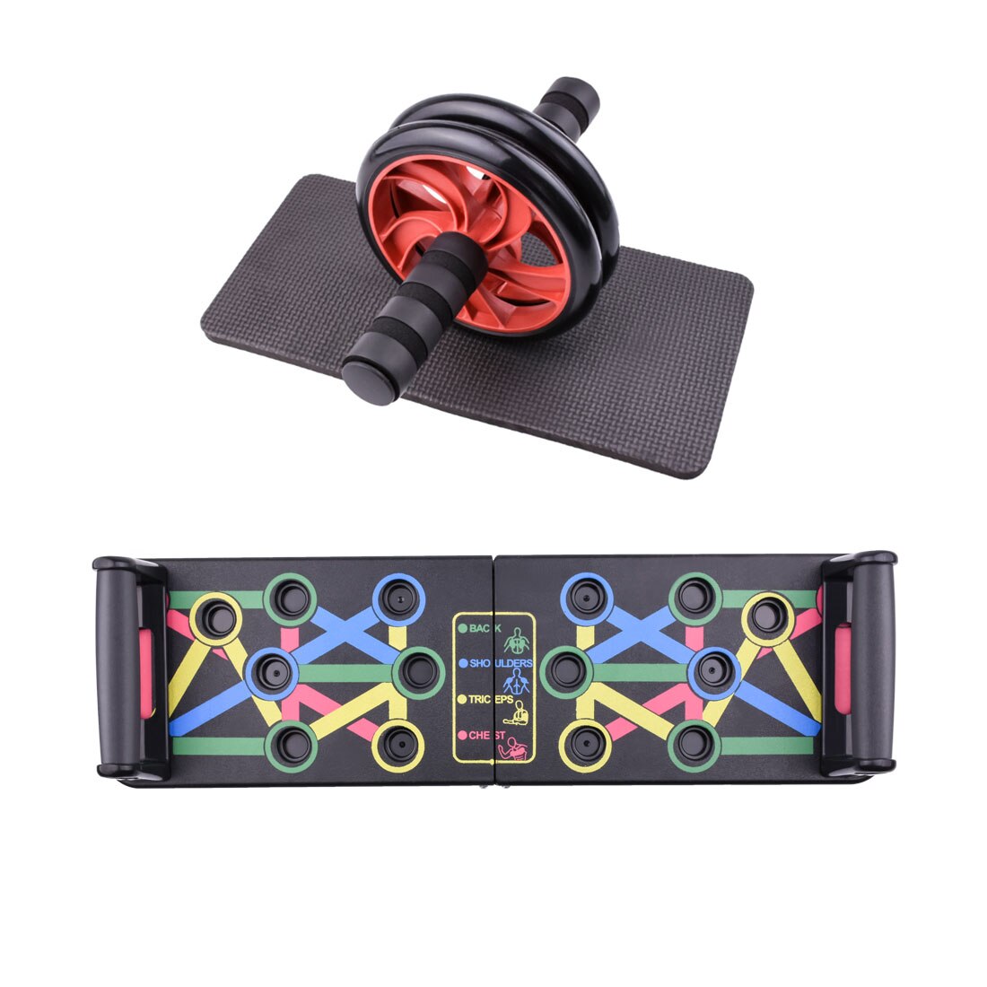 Workout Gym AB Power Wheels with Jump Rope Set