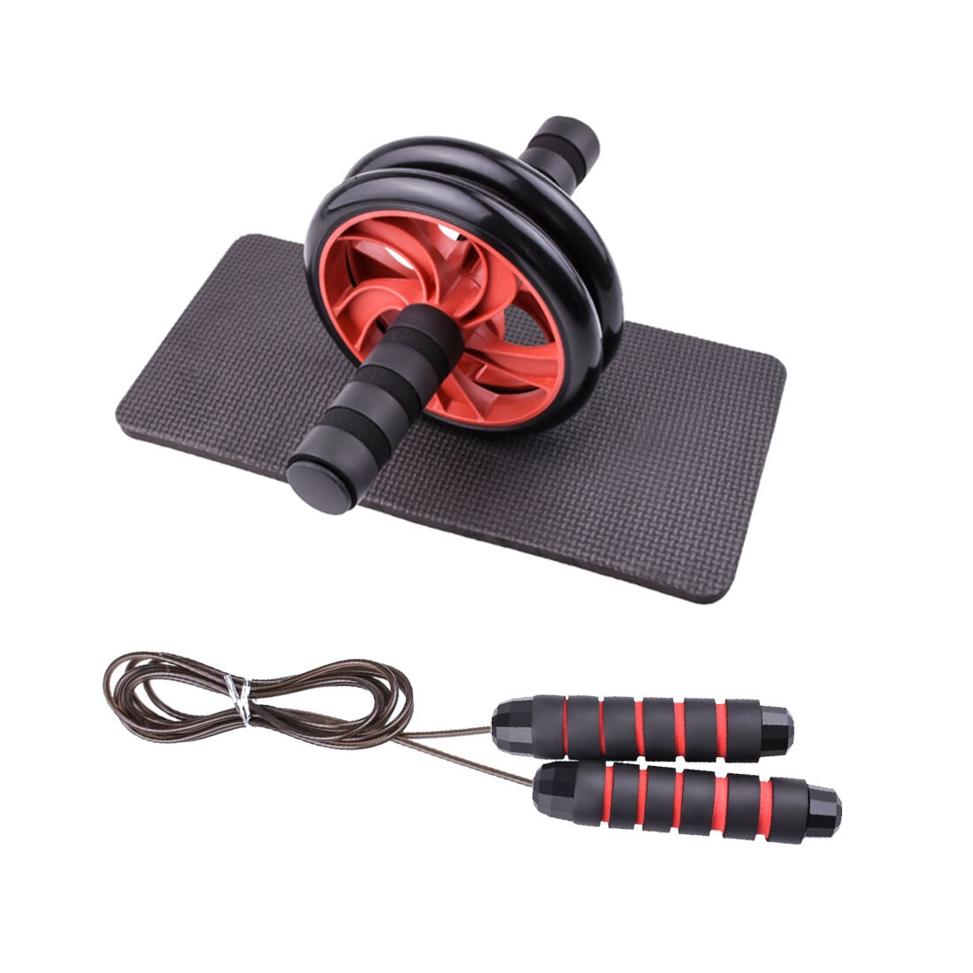 Workout Gym AB Power Wheels with Jump Rope Set