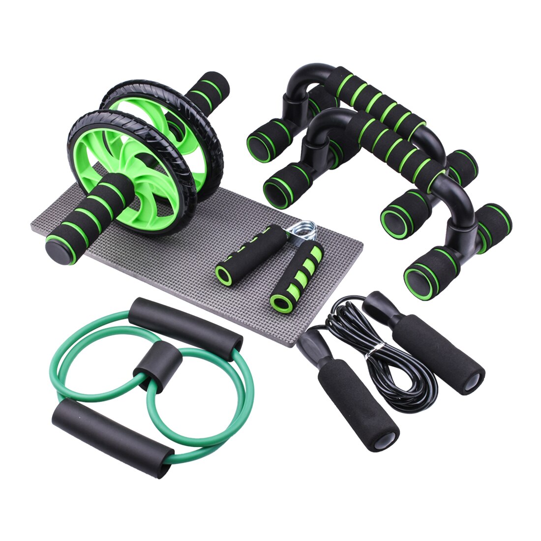 Workout Gym AB Power Wheels with Jump Rope Set