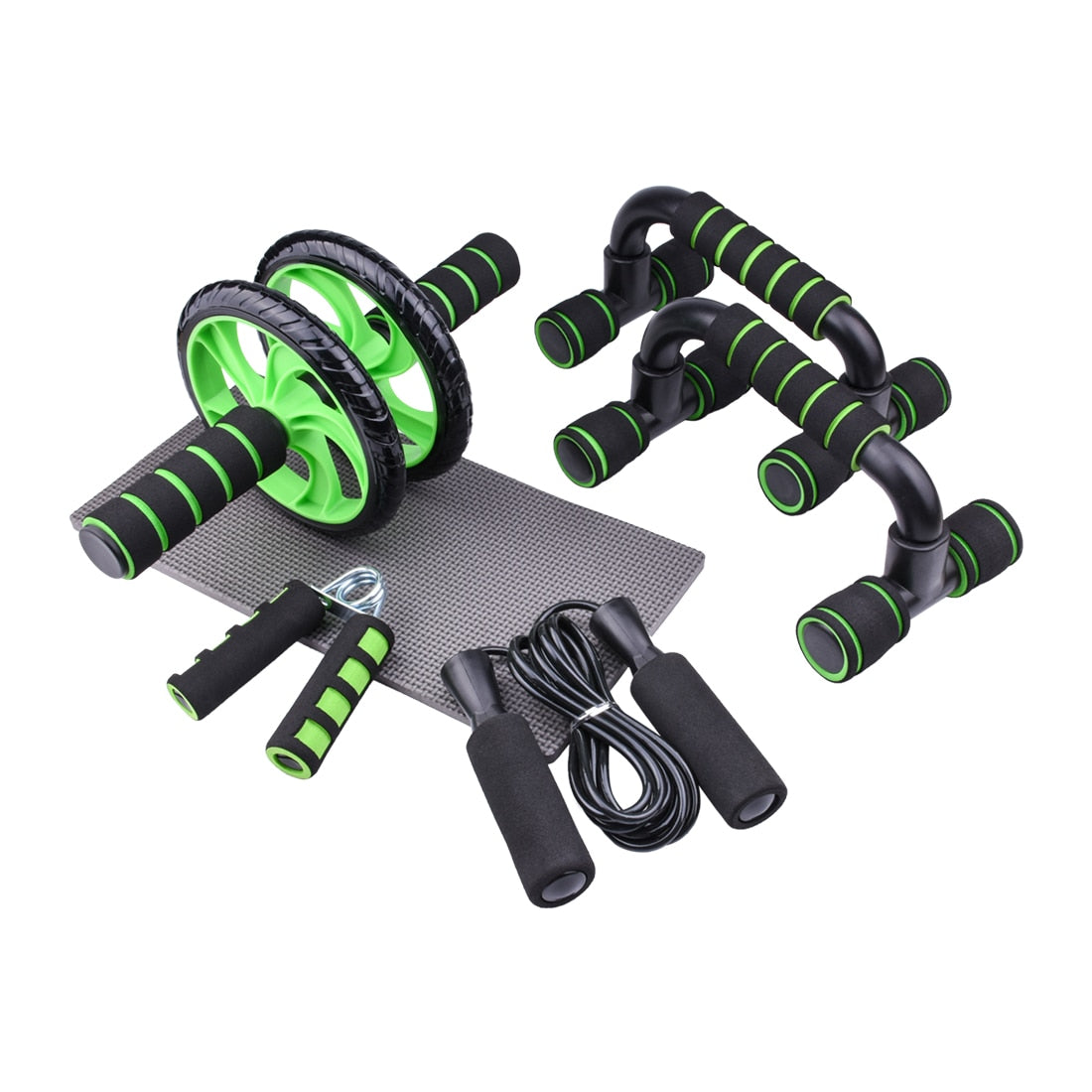 Workout Gym AB Power Wheels with Jump Rope Set