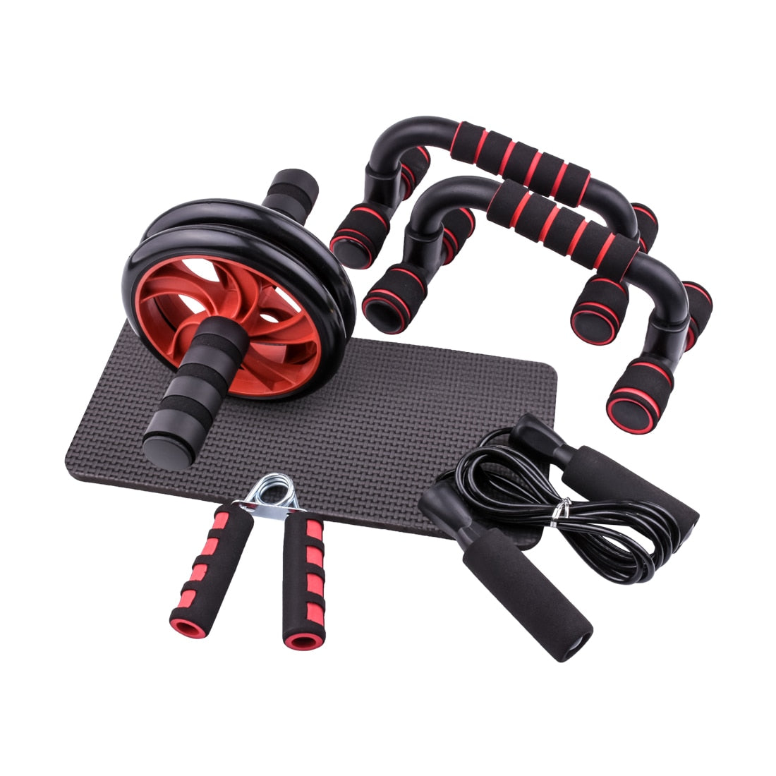 Workout Gym AB Power Wheels with Jump Rope Set